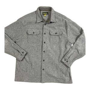 Cabela's Men's Extra Large Gray Heavy Fleece Button‎ Up Long Sleeve Shirt EUC